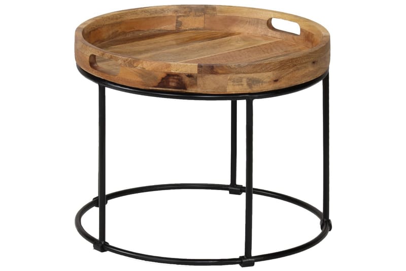 Sofabord Massivt Mangotræ Og Stål 50 X 40 Cm - Brun - Møbler - Borde - Sofabord