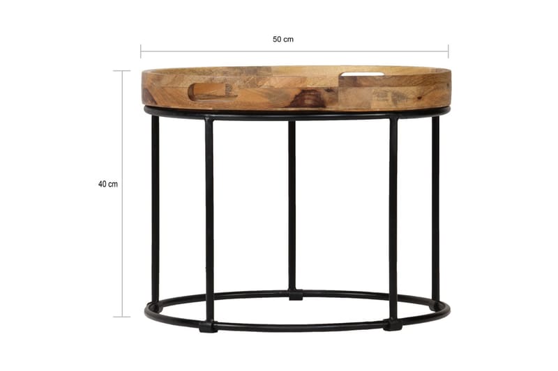 Sofabord Massivt Mangotræ Og Stål 50 X 40 Cm - Brun - Møbler - Borde - Sofabord