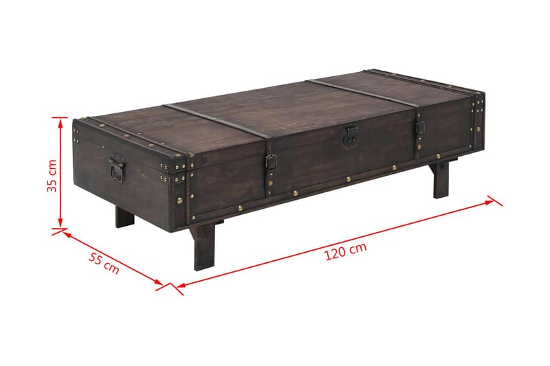 Sofabord Massivt Træ Vintagestil 120 X 55 X 35 Cm - Brun - Møbler - Borde - Sofabord