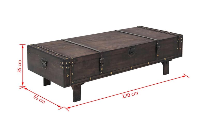 Sofabord Massivt Træ Vintagestil 120 X 55 X 35 Cm - Brun - Sofabord