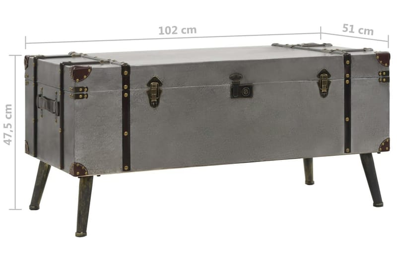 Sofabord Mdf Og Aluminium 102 X 51 X 47,5 Cm - Sølv - Møbler - Borde - Sofabord