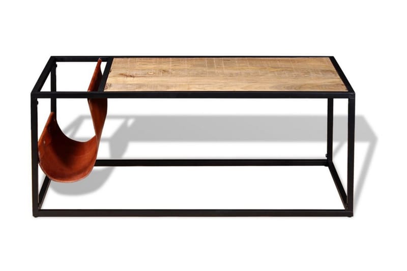 Sofabord Med Ægte Læder Magasinholder 110X50X45 Cm - Brun - Møbler - Borde - Sofabord