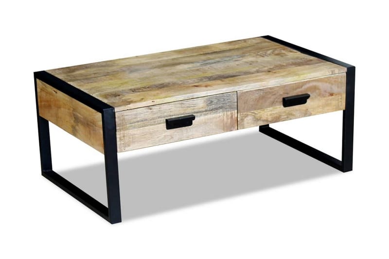 Sofabord Med 2 Skuffer Massivt Mangotræ 100X60X40 Cm - Brun - Møbler - Borde - Sofabord