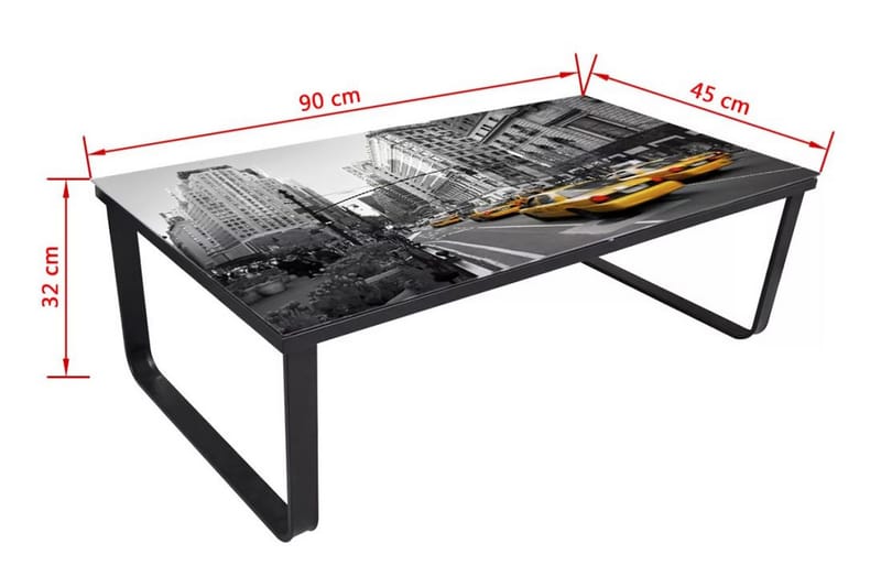 Sofabord Med Glasbordplade Rektangulært - Flerfarvet - Sofabord