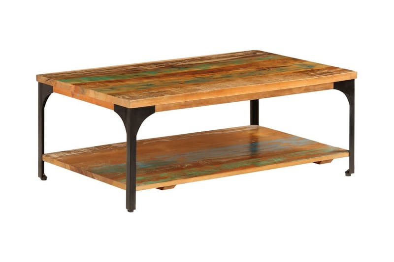 Sofabord Med Hylde Massivt Genanvendt Træ 100 X 60 X 35 Cm - Brun - Møbler - Borde - Sofabord