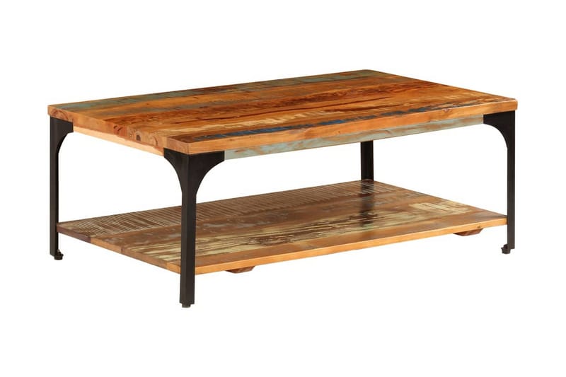 Sofabord Med Hylde Massivt Genanvendt Træ 100 X 60 X 35 Cm - Brun - Møbler - Borde - Sofabord