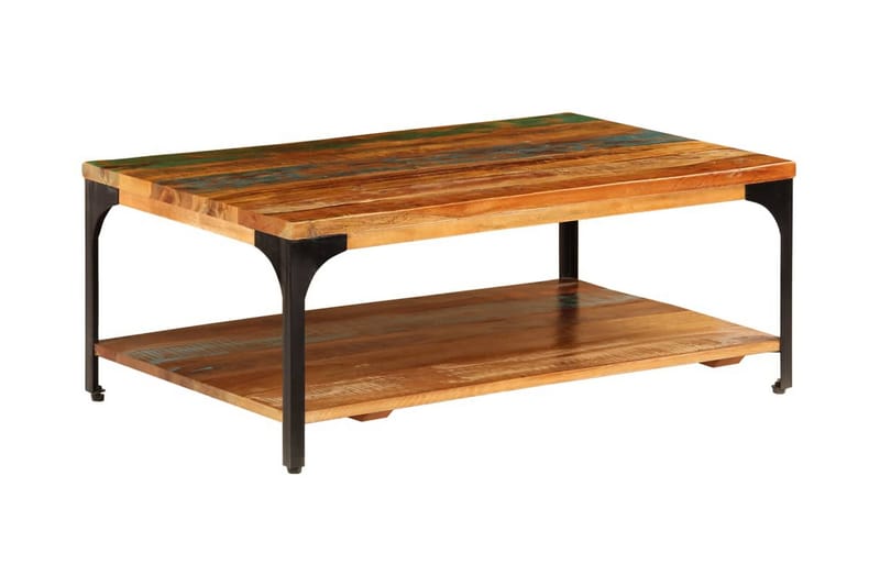 Sofabord Med Hylde Massivt Genanvendt Træ 100 X 60 X 35 Cm - Brun - Møbler - Borde - Sofabord