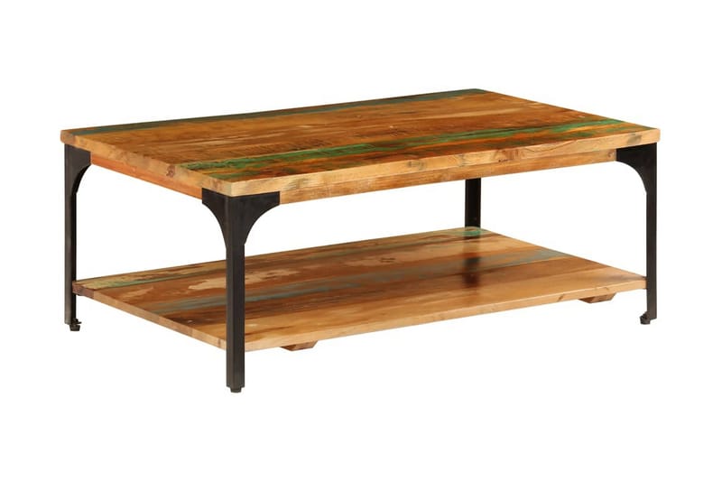 Sofabord Med Hylde Massivt Genanvendt Træ 100 X 60 X 35 Cm - Brun - Møbler - Borde - Sofabord