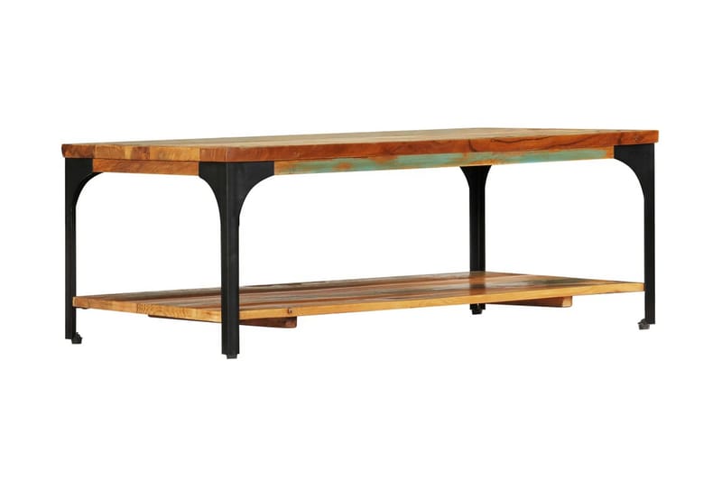 Sofabord Med Hylde Massivt Genanvendt Træ 100 X 60 X 35 Cm - Brun - Møbler - Borde - Sofabord