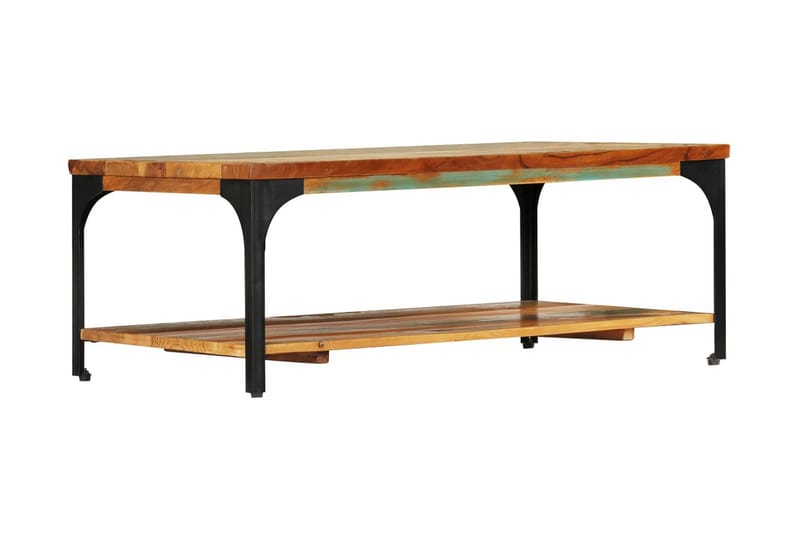 Sofabord Med Hylde Massivt Genanvendt Træ 100 X 60 X 35 Cm - Brun - Sofabord