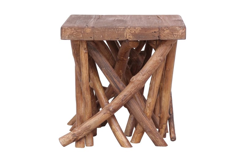 sofabord med naturgrene 40 x 40 x 40 cm massivt træ - Brun - Sofabord