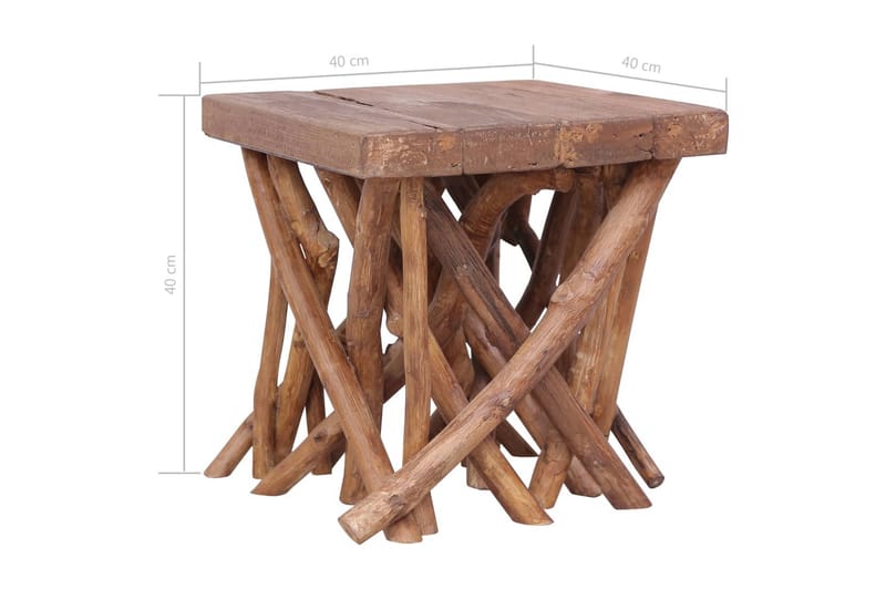 sofabord med naturgrene 40 x 40 x 40 cm massivt træ - Brun - Møbler - Borde - Sofabord