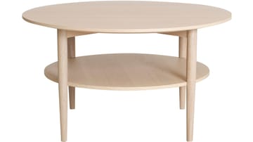 Sofabord Ravik med Hylde Ø90 cm - Hvidpigmenteret - Møbler - Borde - Sofabord - Sofabord med opbevaring