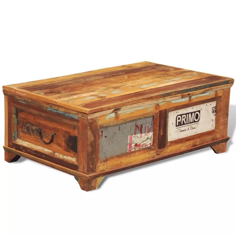 Sofabord Med Opbevaringsplads Vintagestil Genanvendt Træ - Brun - Møbler - Borde - Sofabord