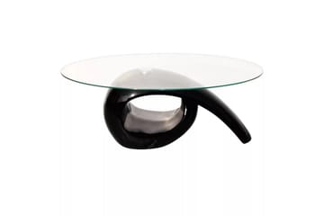 Sofabord Med Oval Bordplade I Glas Højglans Sort