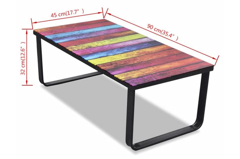 Sofabord Med Regnbueprint Glasbordplade - Flerfarvet - Møbler - Borde - Sofabord