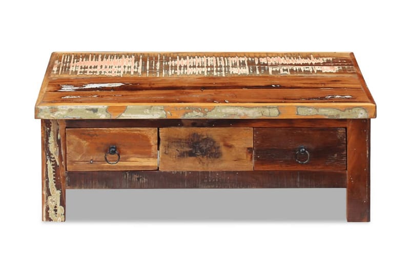 Sofabord Med Skuffer I Massivt Genbrugstræ 90X45X35 Cm - Brun - Møbler - Borde - Sofabord