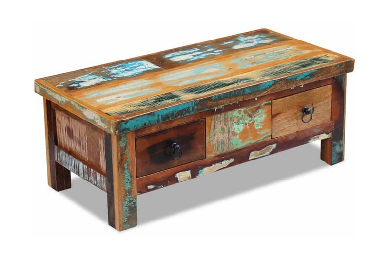Sofabord Med Skuffer I Massivt Genbrugstræ 90X45X35 Cm - Brun - Møbler - Borde - Sofabord