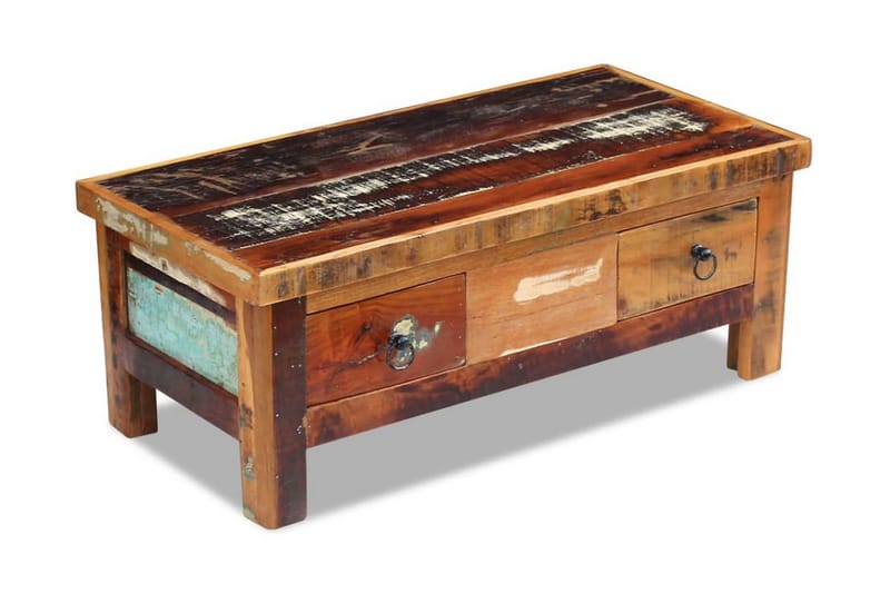Sofabord Med Skuffer I Massivt Genbrugstræ 90X45X35 Cm - Brun - Møbler - Borde - Sofabord
