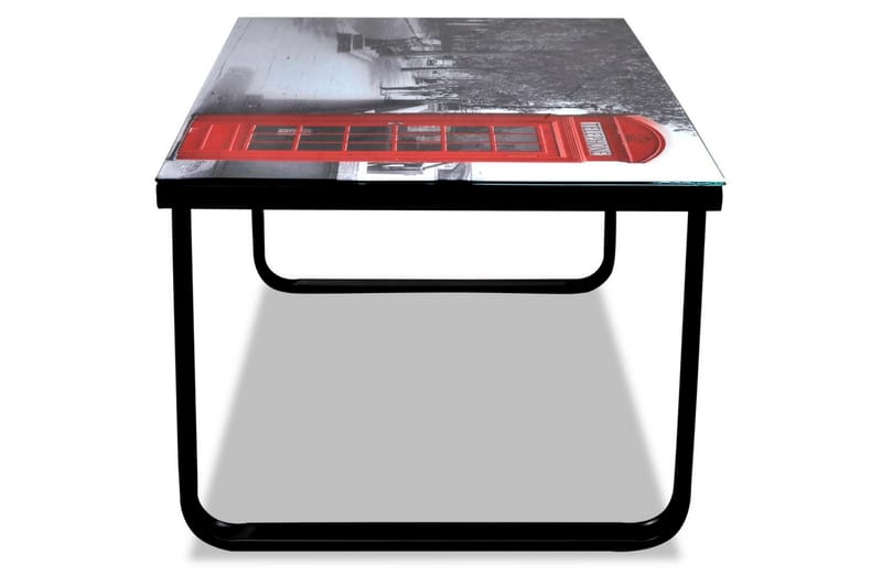Sofabord Med Telefonboksprint Glasbordplade - Flerfarvet - Sofabord