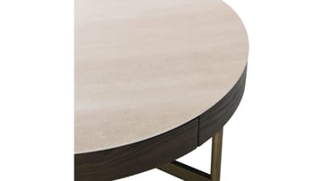 Sofabord Myrdal med Travertintop 55 cm - Travertinbordplade med bronzefarvede metalben - Møbler - Borde - Sofabord
