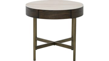 Sofabord Myrdal med Travertintop 55 cm - Travertinbordplade med bronzefarvede metalben - Møbler - Borde - Sofabord