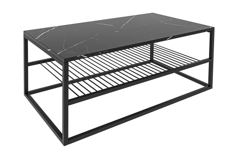 Sofabord NO_BRAND Emlak sofabord 95 cm marmormønster med opbevaringshylde Svart, undefined
