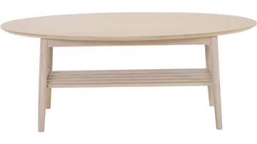 Sofabord Olsund Oval med Hylde - Hvidpigmenteret - Møbler - Borde - Sofabord