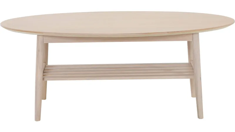 Sofabord Olsund Oval med Hylde - Hvidpigmenteret - Møbler - Borde - Sofabord