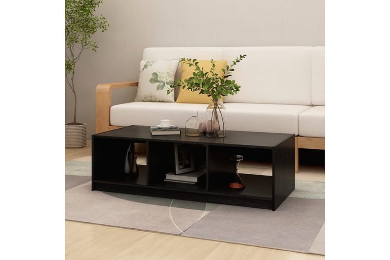 sofabord Sort 110 x 50 x 34 cm massivt fyrretræ - Sort - Møbler - Borde - Sofabord