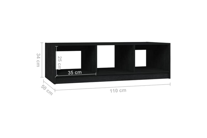 sofabord Sort 110 x 50 x 34 cm massivt fyrretræ - Sort - Møbler - Borde - Sofabord