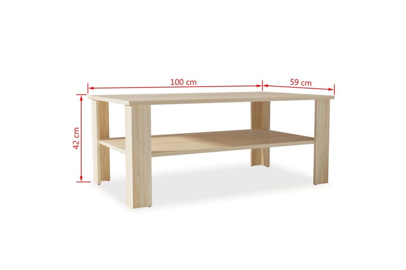 Sofabord Spånplade 100 X 59 X 42 Cm Egetræ - Brun - Møbler - Borde - Sofabord