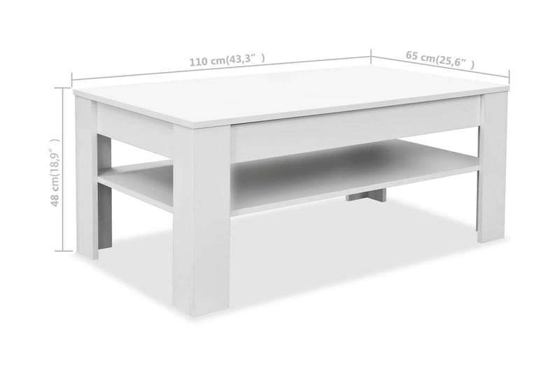 Sofabord Spånplade 110 X 65 X 48 Cm Hvid - Hvid - Møbler - Borde - Sofabord