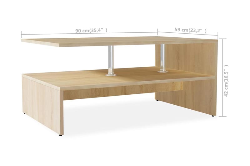 Sofabord Spånplade 90 X 59 X 42 Cm Egetræ - Brun - Møbler - Borde - Sofabord