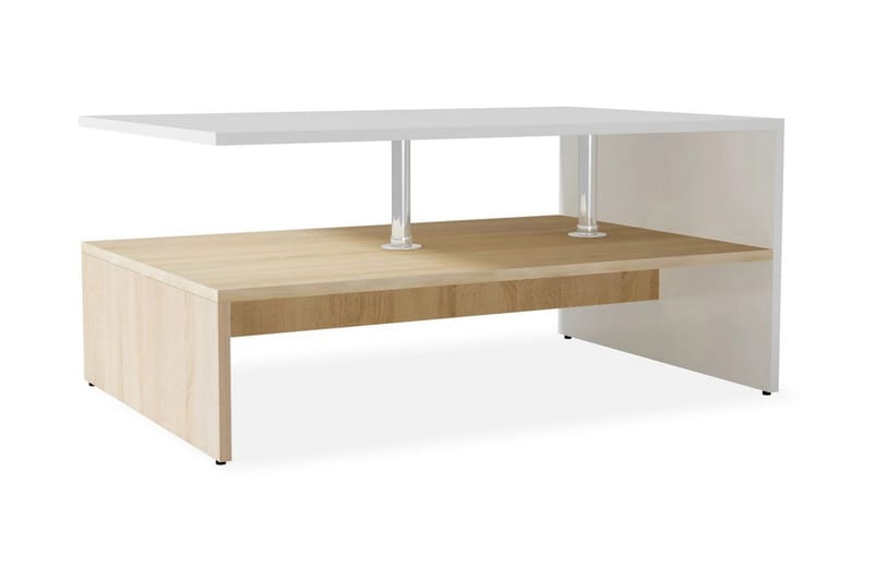 Sofabord Spånplade 90 X 59 X 42 Cm Egetræ Og Hvid - Hvid - Møbler - Borde - Sofabord