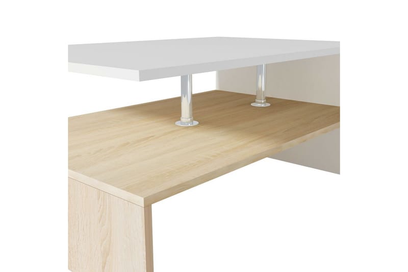 Sofabord Spånplade 90 X 59 X 42 Cm Egetræ Og Hvid - Hvid - Møbler - Borde - Sofabord