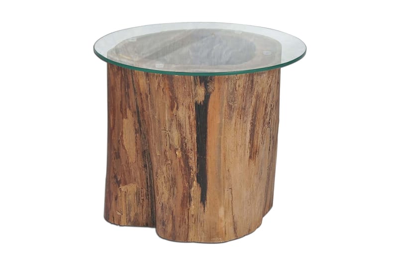 Sofabord Teak Glas 50 X 40 Cm - Brun - Sofabord