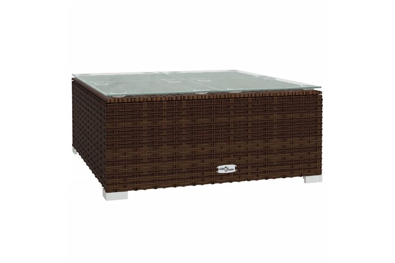 sofabord til haven 60x60x30 cm polyrattan og glas brun - Brun - Sofabord