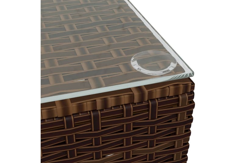 sofabord til haven 60x60x30 cm polyrattan og glas brun - Brun - Sofabord