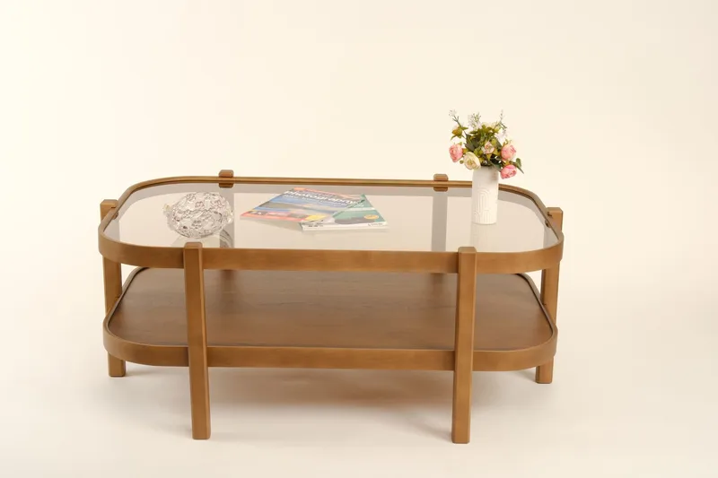 Sofabord Wallxpert Togg (110 x 48 x 70 cm) Valnød Transparent, Valnød