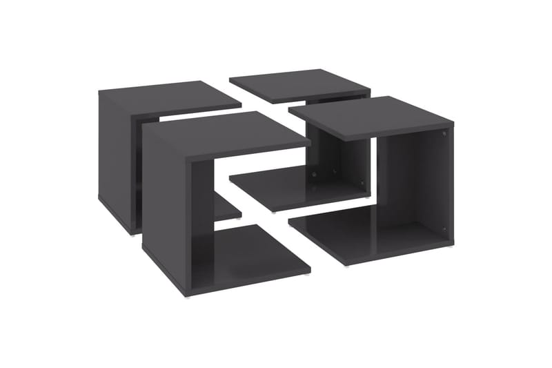 sofaborde 4 dele 33x33x33 cm spånplade grå højglans - Grå - Sofabord