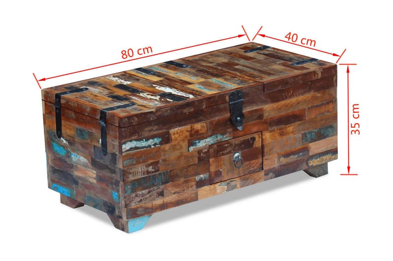 Sofabord/Kiste I Massivt Genbrugstræ 80X40X35 Cm - Brun - Sofabord