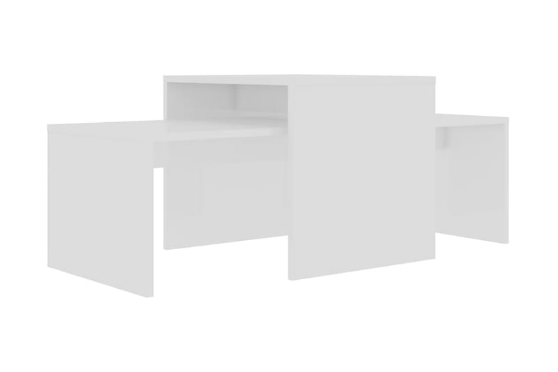 Sofabordssæt 100X48X40 cm Spånplade Hvid Höjglans - Møbler - Borde - Sofabord