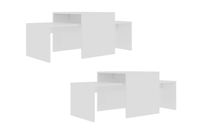 Sofabordssæt 100X48X40 cm Spånplade Hvid Höjglans - Møbler - Borde - Sofabord