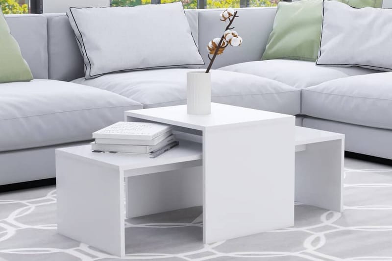 Sofabordssæt 100X48X40 cm Spånplade Hvid - Møbler - Borde - Sofabord