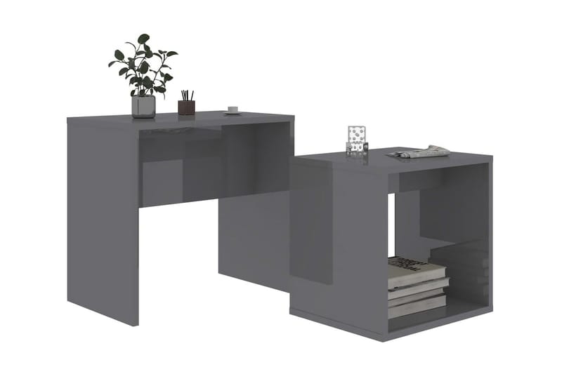Sofabordssæt 48X30X45 cm Spånplade Grå Höjglans - Møbler - Borde - Sofabord