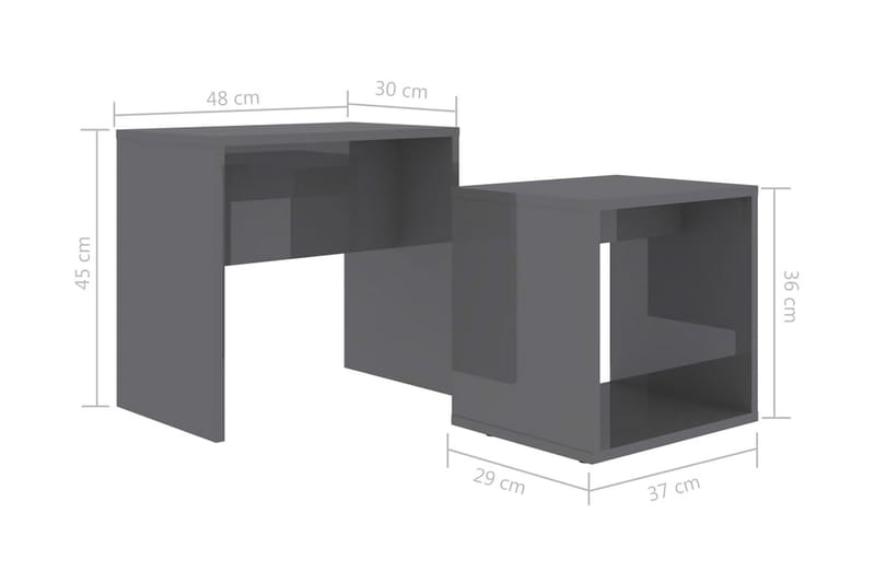 Sofabordssæt 48X30X45 cm Spånplade Grå Höjglans - Møbler - Borde - Sofabord