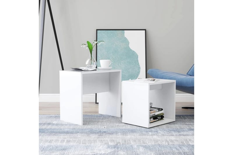 Sofabordssæt 48X30X45 cm Spånplade Hvid - Møbler - Borde - Sofabord