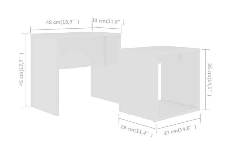 Sofabordssæt 48X30X45 cm Spånplade Hvid - Møbler - Borde - Sofabord