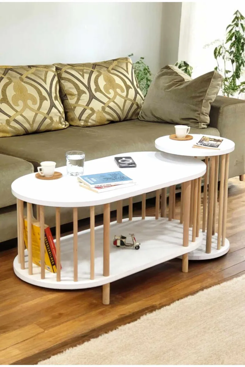 Sofabordssæt Hanah Home Peka Set (90 x 43 x 45 cm) Hvid, Hvid